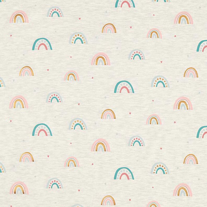 Bomuldsjersey regnbuer Folietryk – natur/lysegrå,  image number 1