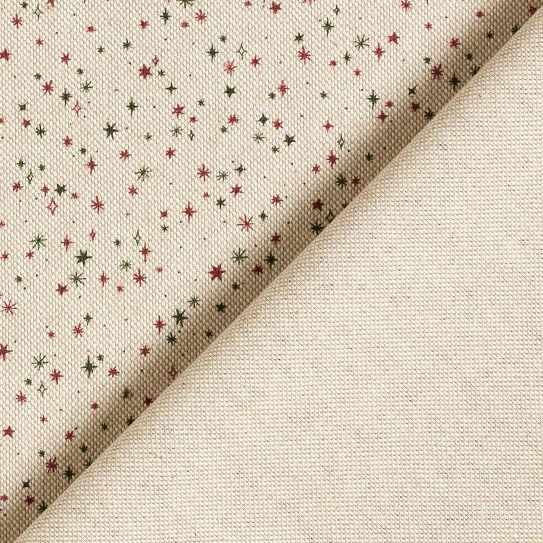 Dekorationsstof Halvpanama festlige stjerner – natur/karminrød,  image number 4