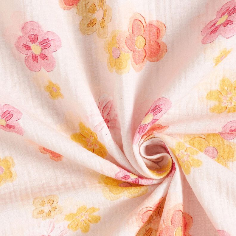 Musselin/Dobbelt-Crincle stof store blomster Digitaltryk – rosé,  image number 3