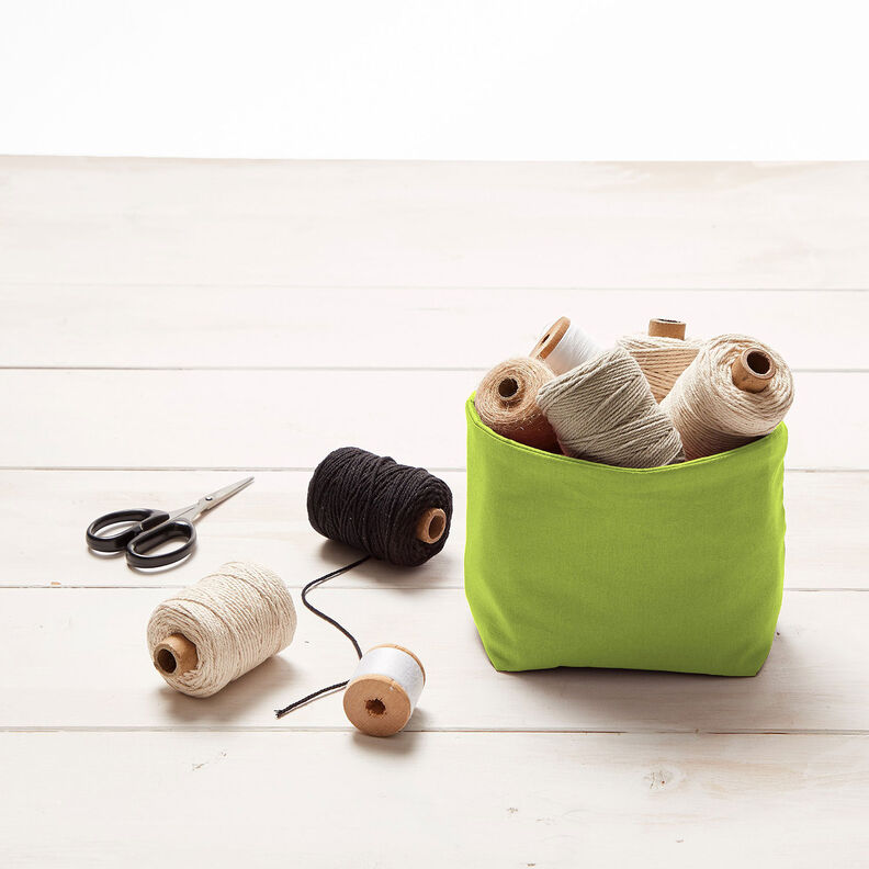 Bomuldsstof Cretonne Ensfarvet – æblegrøn,  image number 7