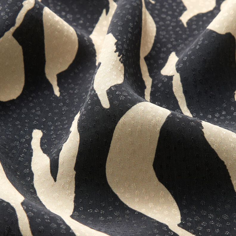 Viskosestof abstrakt zebramønster – sort/lysebeige,  image number 2