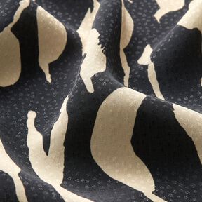 Viskosestof abstrakt zebramønster – sort/lysebeige, 