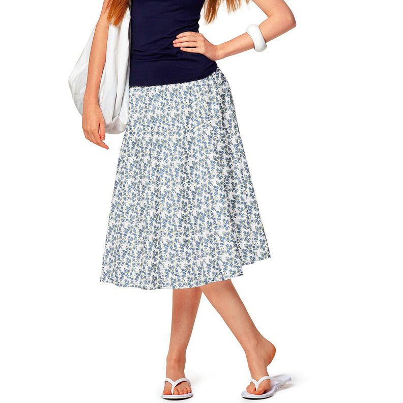 Bomuldspoplin blomsterhav – jeansblå/hvid,  image number 6