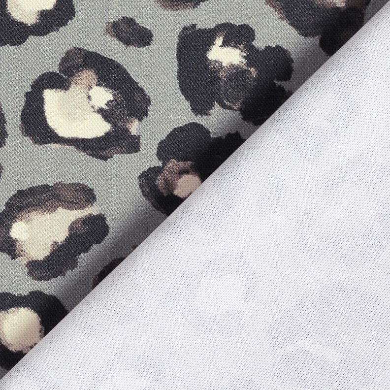 Dekorationsstof Canvas løve-polkaprikker – elefantgrå/sort,  image number 4