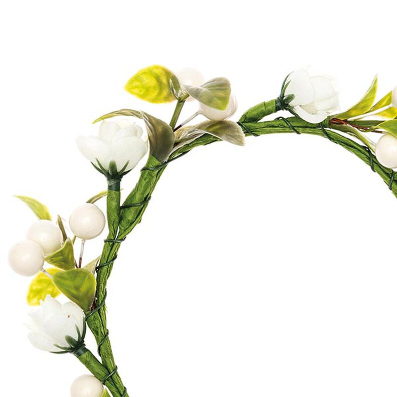 Dekoration blomsterkrans med bær [Ø 9 cm/ 14 cm] – hvid/grøn,  image number 2