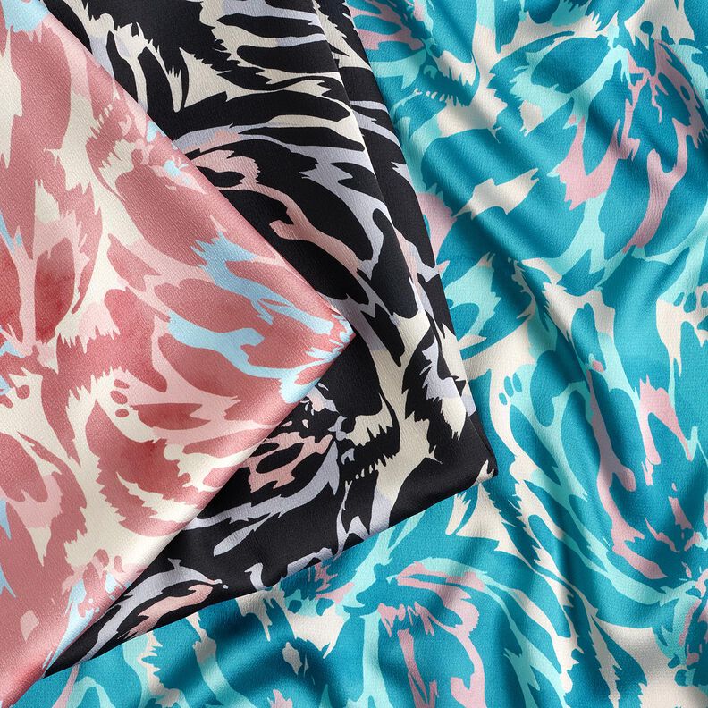 crepe-satin abstrakte blomsterblade &ndash; sort/s&oslash;lv,  image number 5