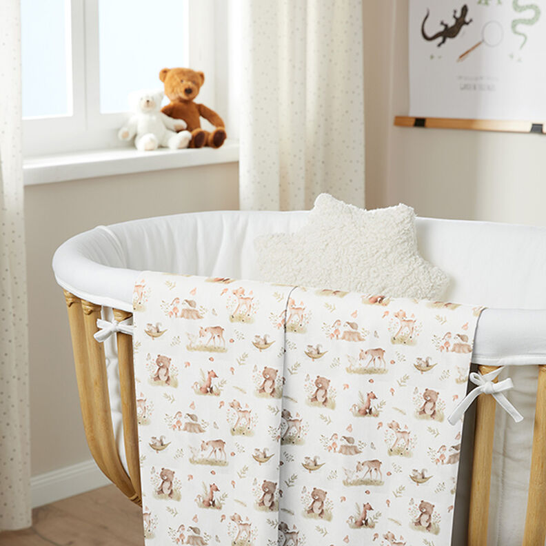 Poplin søde skovdyr Digitaltryk – uldhvid,  image number 6