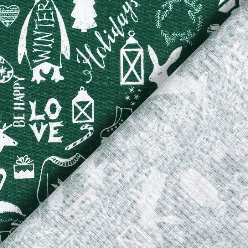 Bomuldsstof Cretonne glædelig jul – blågran/hvid,  image number 4