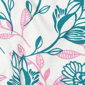 Viskose-h&oslash;r-miks Blomster| Poppy Fabrics &ndash; elfenben/azur, 