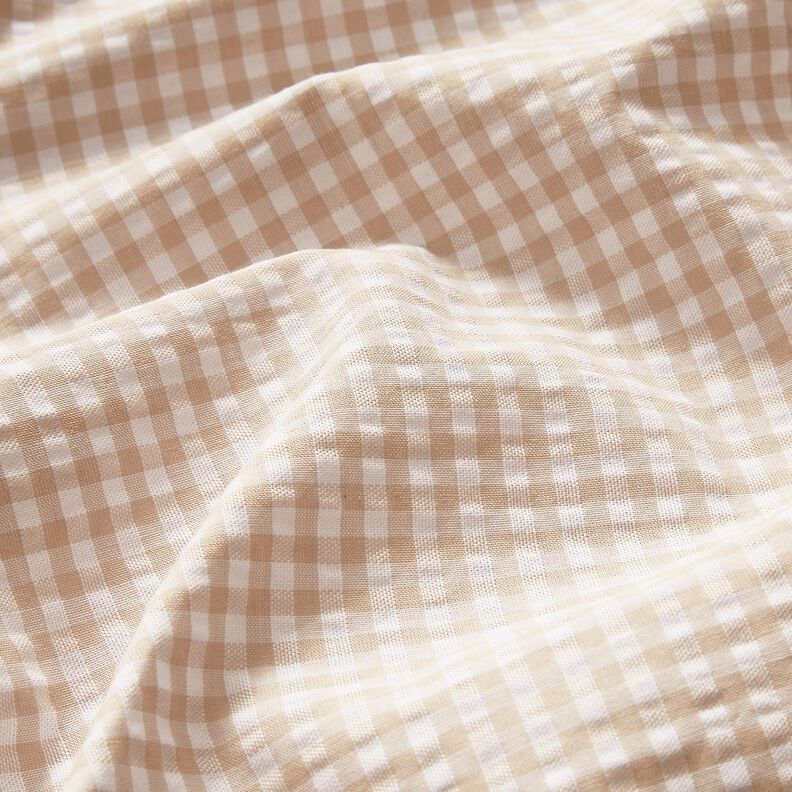 <h2>Seersucker, sm&aring; tern, beige &ndash; anemone/hvid &ndash; med karakteristisk struktur og fint ternet,  image number 2