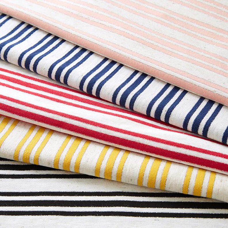 Viskosejersey uregelmæssige glitterstriber – uldhvid/solgul,  image number 5