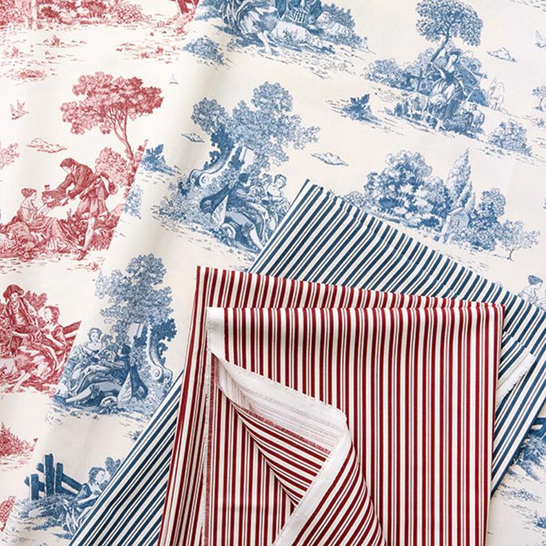 Dekorationsstof Halvpanama fårehyrde – jeansblå/uldhvid,  image number 5