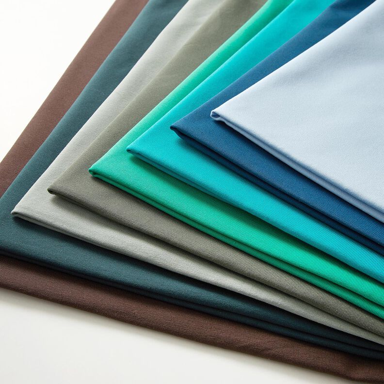 Bomuldsjersey Medium ensfarvet – isblå,  image number 7