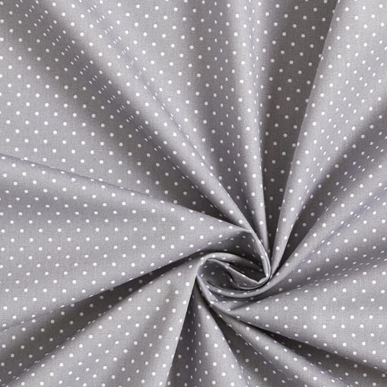 Bomuldspoplin små prikker – grå/hvid,  image number 5