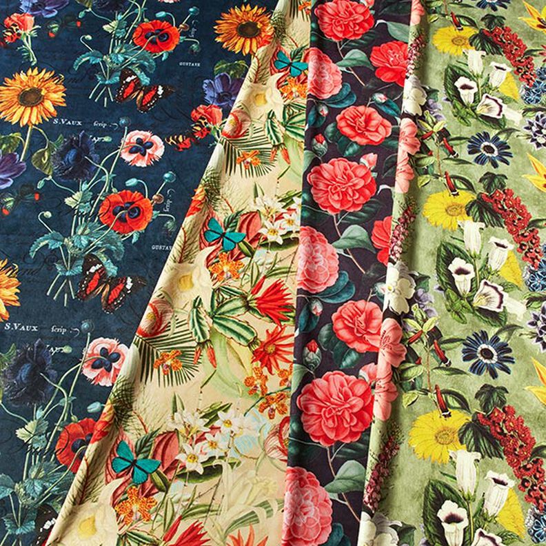 Dekorationsfløjl Vintage blomster – grøn/gammelrosa,  image number 6