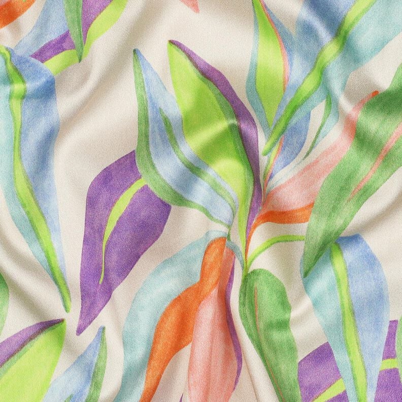 Bomuldssatin Blade digitaltryk| Poppy Fabrics – creme/lysegrøn,  image number 2