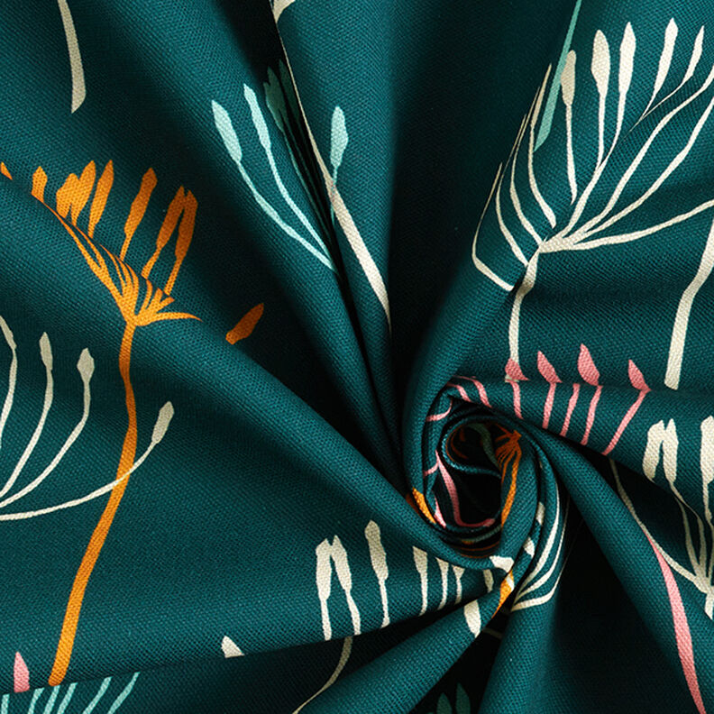 Dekorationsstof Halvpanama m&aelig;lkeb&oslash;tter &ndash; petrol/lys mint,  image number 3