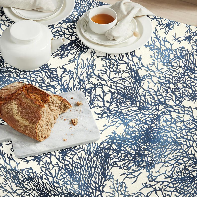 Dekorationsstof Halvpanama fine koraller &ndash; marinebl&aring;/natur,  image number 8