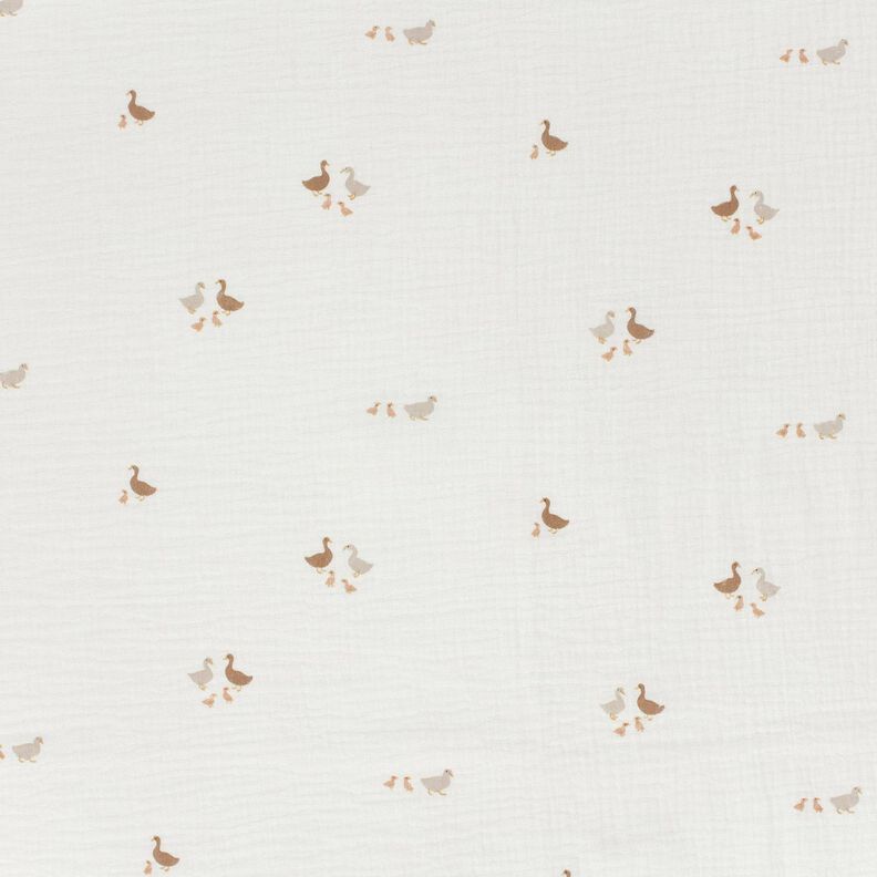 Musselin/Dobbelt-Crincle stof Andefamilie – uldhvid/natur,  image number 1