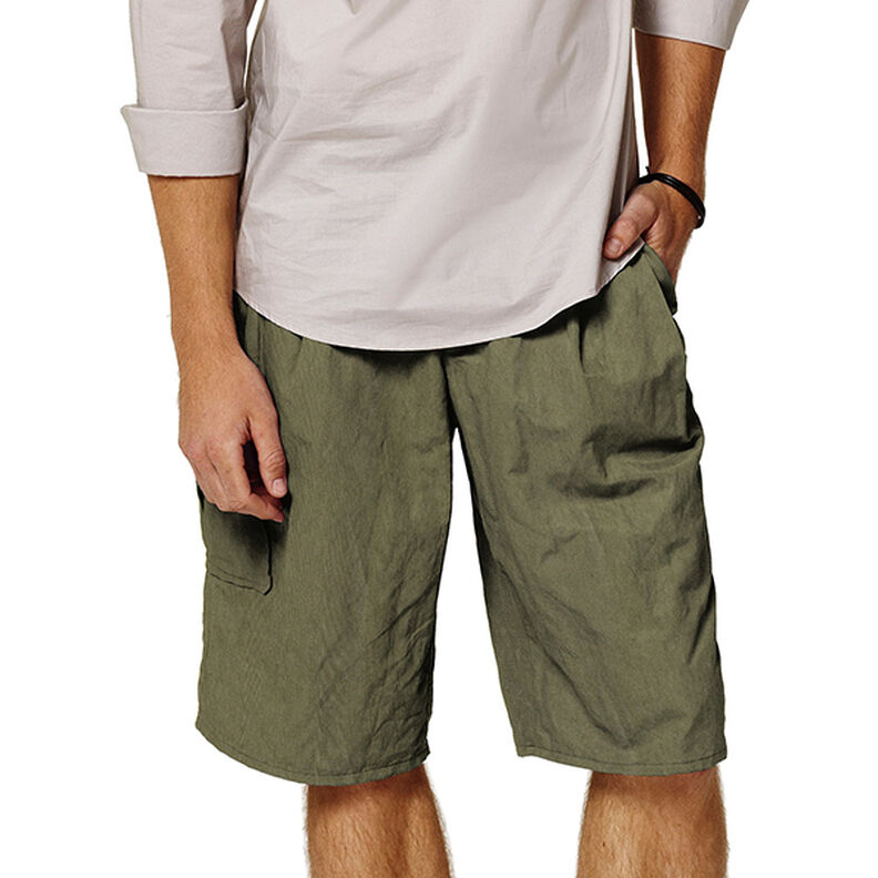 Hør-bomulds-miks Ensfarvet – mørk olivengrøn,  image number 5