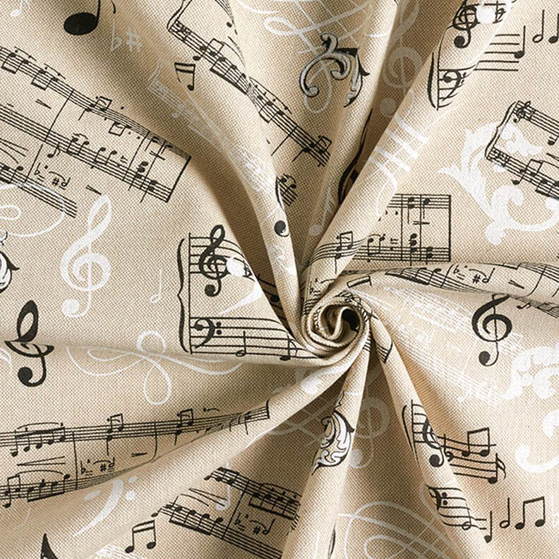 Dekorationsstof Halvpanama musikalsk – sort/natur,  image number 3