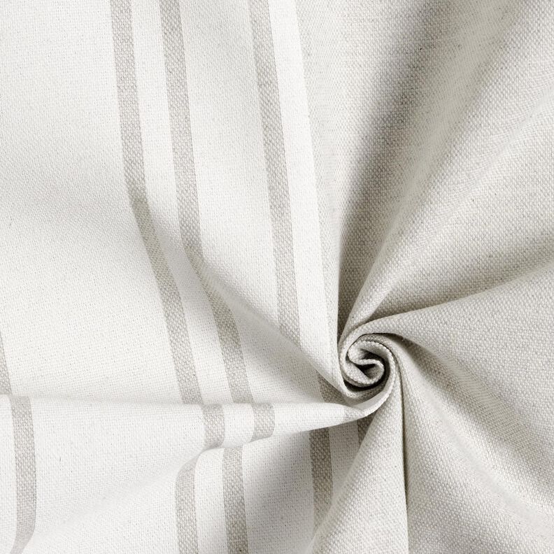 Dekorationsstof Panama blokstriber – uldhvid/tågegrå,  image number 3