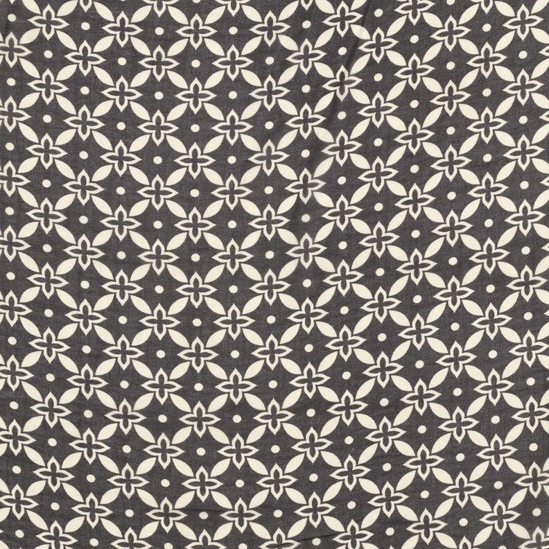 Chiffon blomstermønster – sort/hvid,  image number 1
