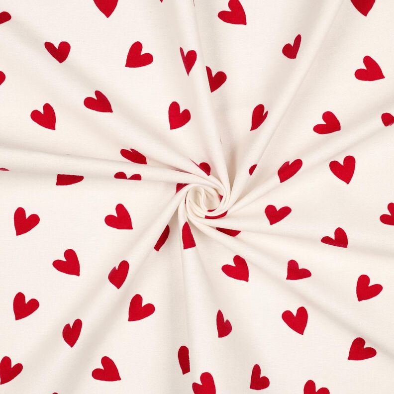 Bomuldsflonel hjerter | Poppy Fabrics – elfenben/karminrød,  image number 3