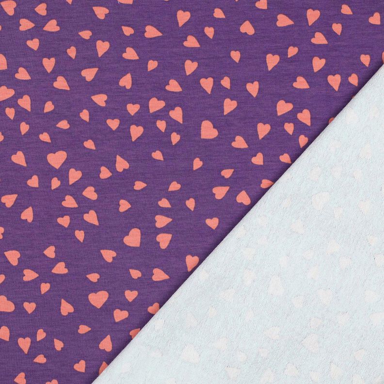 Sommersweat hjerter | Poppy Fabrics – lilla/gammelrosa,  image number 3