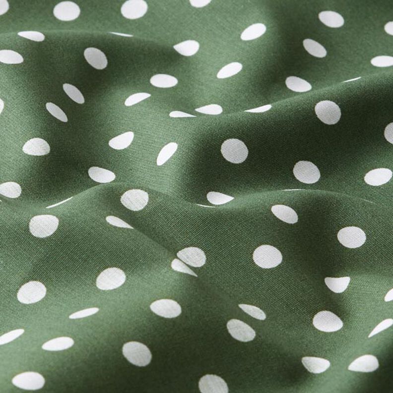 Bomuldspoplin store prikker – mørkegrøn/hvid,  image number 2