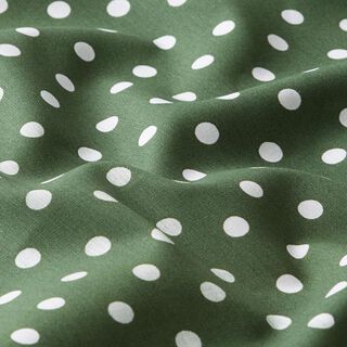 Bomuldspoplin store prikker – mørkegrøn/hvid, 
