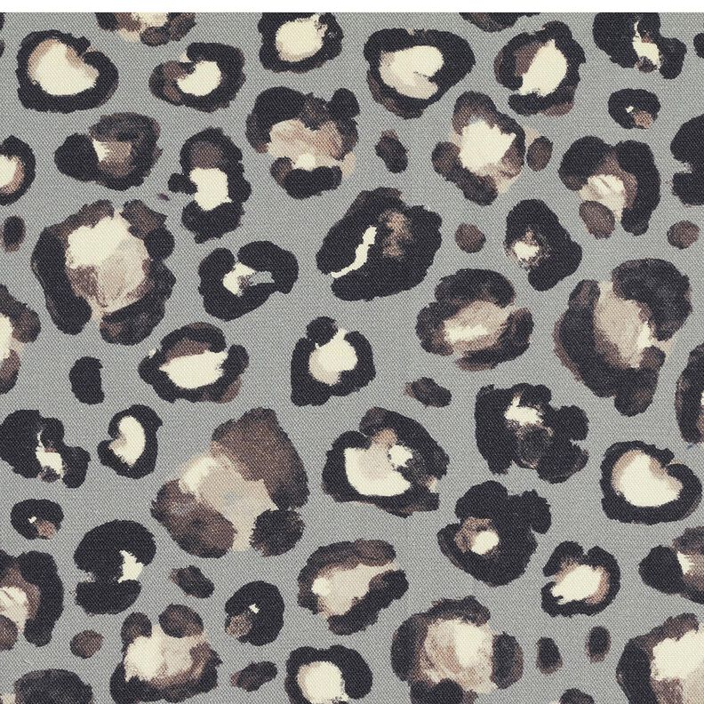 Dekorationsstof Canvas løve-polkaprikker – elefantgrå/sort,  image number 5