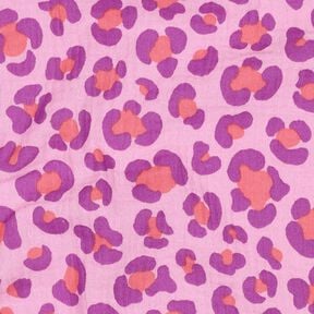Musselin/Dobbelt-Crincle stof bunt leopardprint | Poppy Fabrics &ndash; pastelviolet/r&oslash;dlilla, 