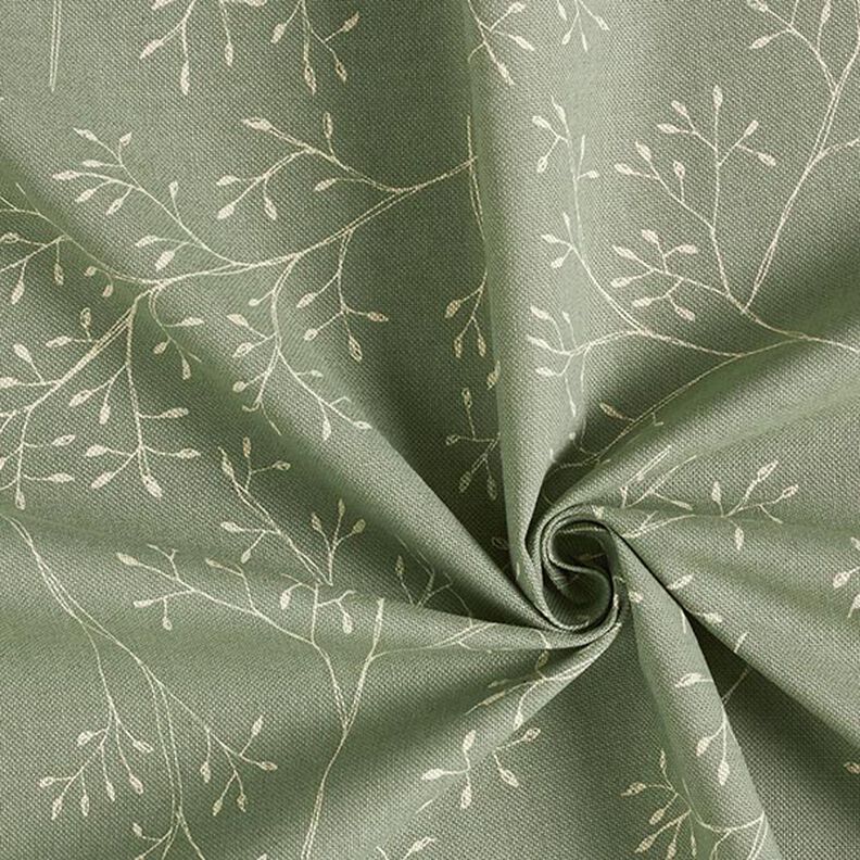 Dekorationsstof halvpanama fine grene – lys olivengrøn,  image number 3