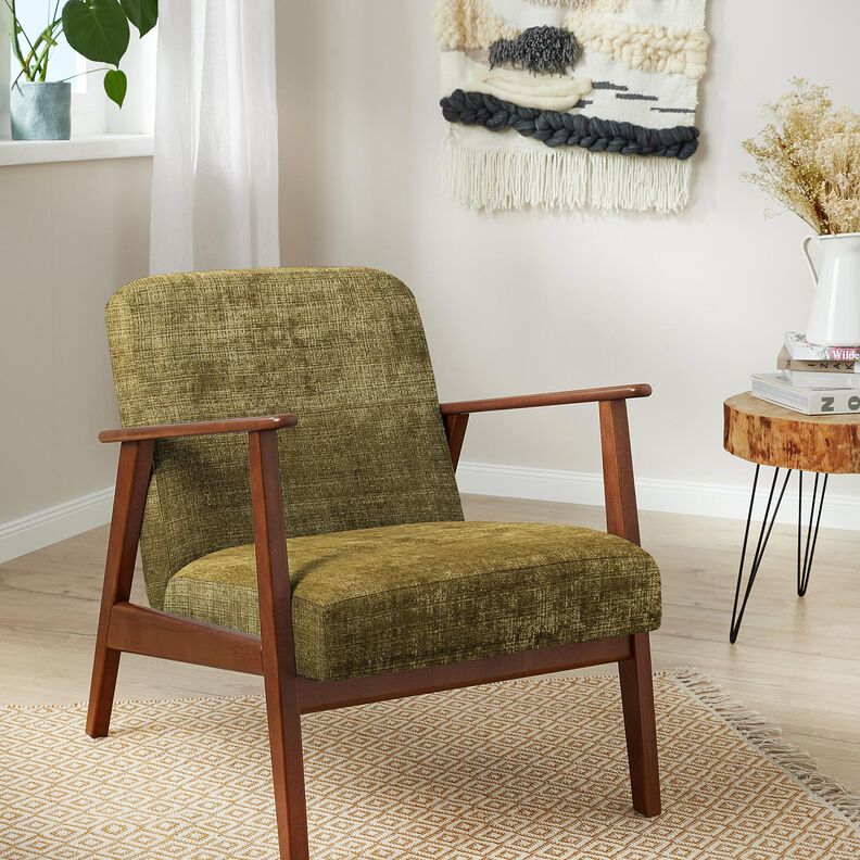 Polsterstof Chenille Ensfarvet – olivengrøn,  image number 4