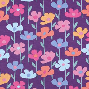 French Terry Sommersweat farverige blomster | Poppy Fabrics – rødlilla, 