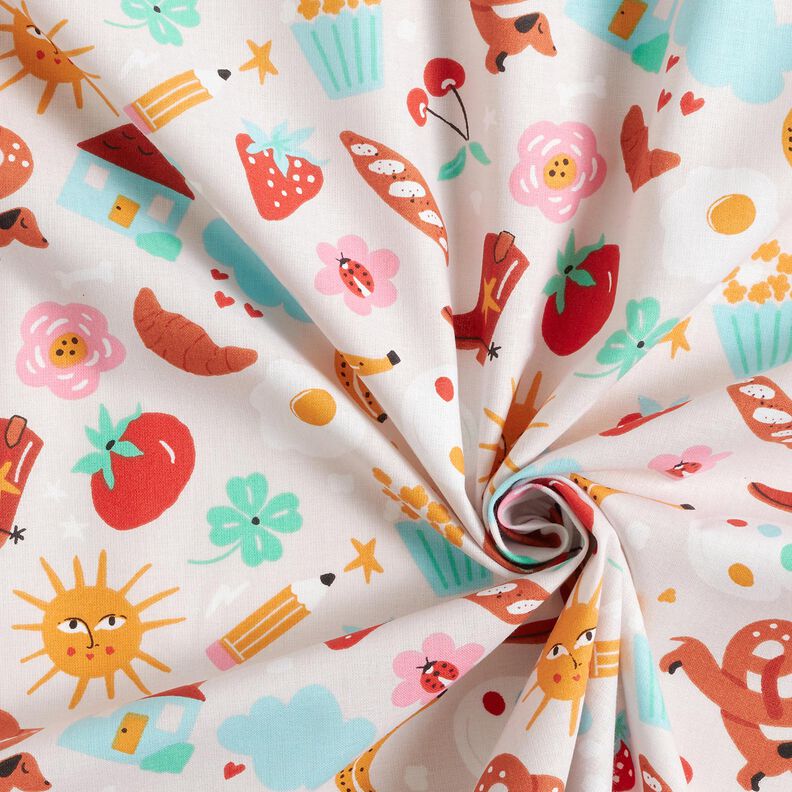 Bomuldspoplin Farverigt virvar– tågegrå,  image number 3