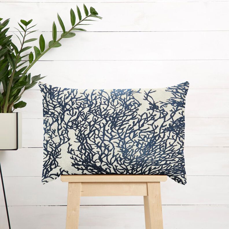 Dekorationsstof Halvpanama fine koraller &ndash; marinebl&aring;/natur,  image number 7