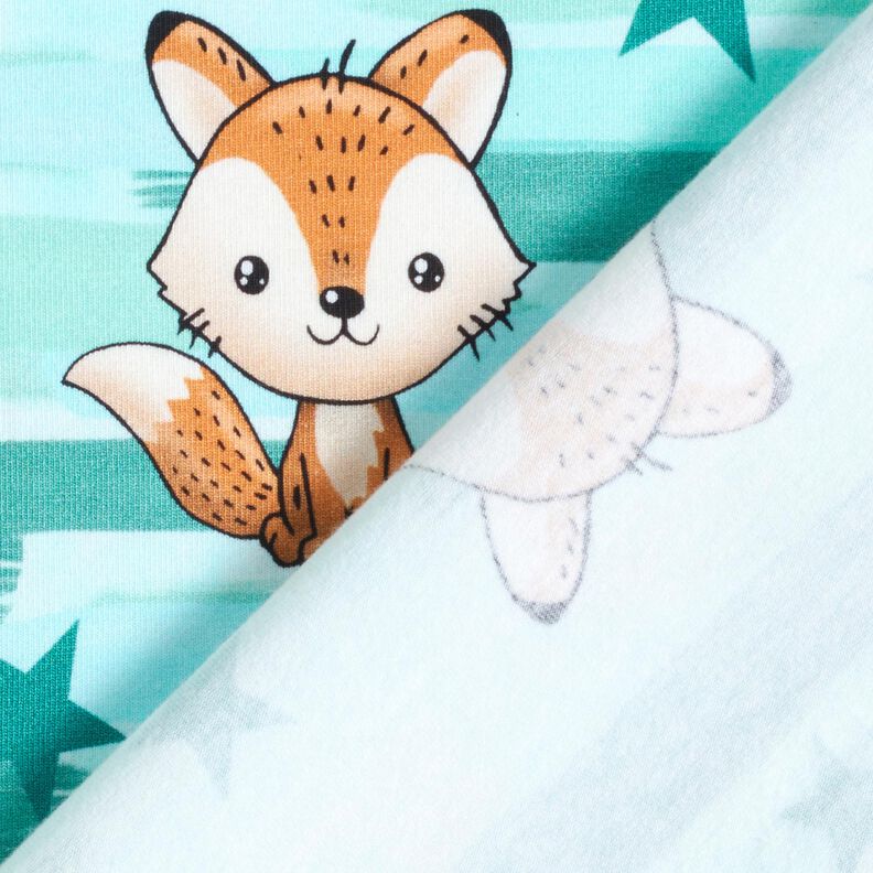 Bomuldsjersey Ræv med striber | Glitzerpüppi – aquablå/ferskenorange,  image number 4