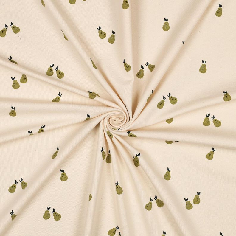 GOTS Bomuldsjersey pærer | Poppy Fabrics – lysebeige/lys olivengrøn,  image number 3