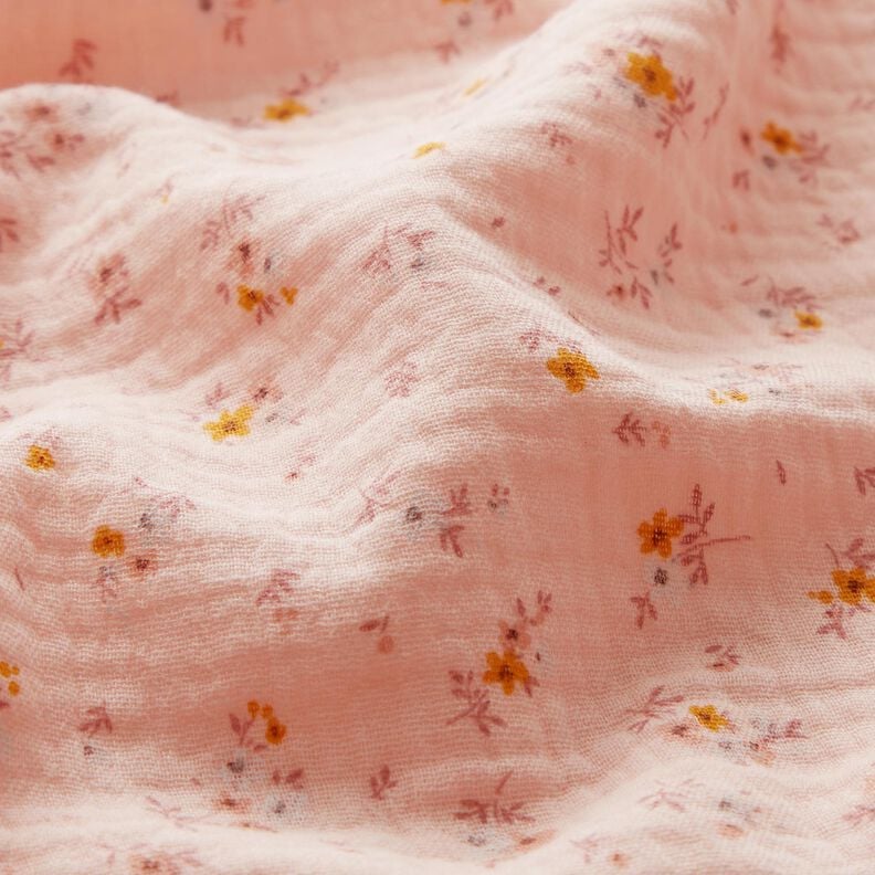 Musselin/Dobbelt-Crincle stof Romantiske blomster – rosé,  image number 2