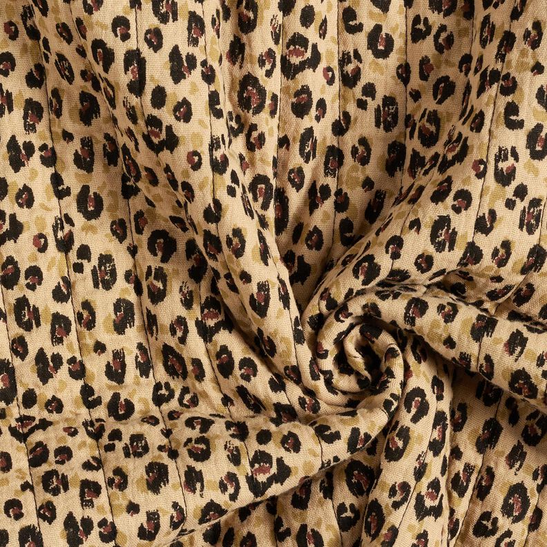 Musselin Quiltstof Leopardmønster – beige/sort,  image number 4