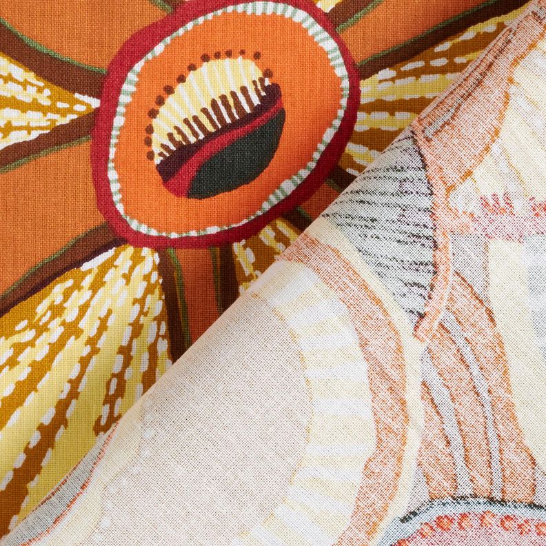 Bomuldsstof Cretonne folklore blomster – karminrød/petrol,  image number 4