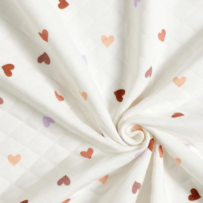 Doubleface Jersey farverige hjerter &ndash; elfenben,  image number 3