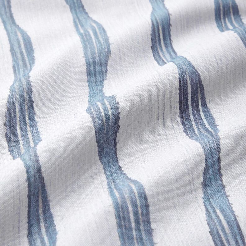 Dekorationsstof Halvpanama bølgede striber – blå,  image number 2