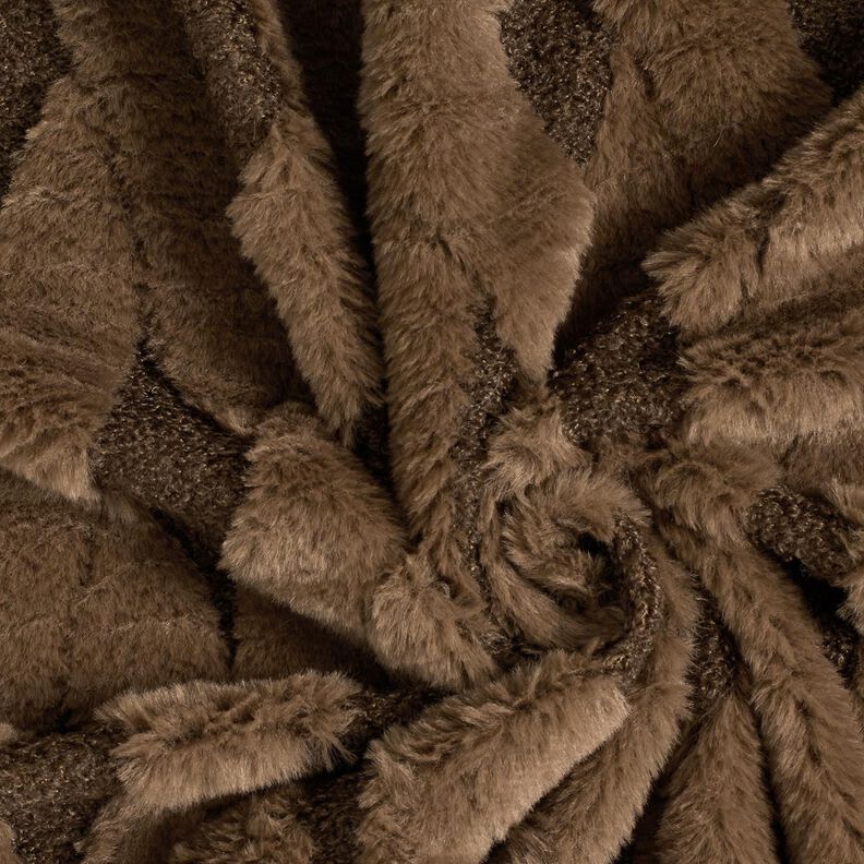 Kunstpels Bouclé stof romber – mørkebrun/sortbrun,  image number 3