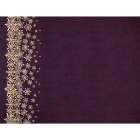 French Terry Sommersweat isblomster Bordure stof | Glitzerpüppi – aubergine/gammelguld, 