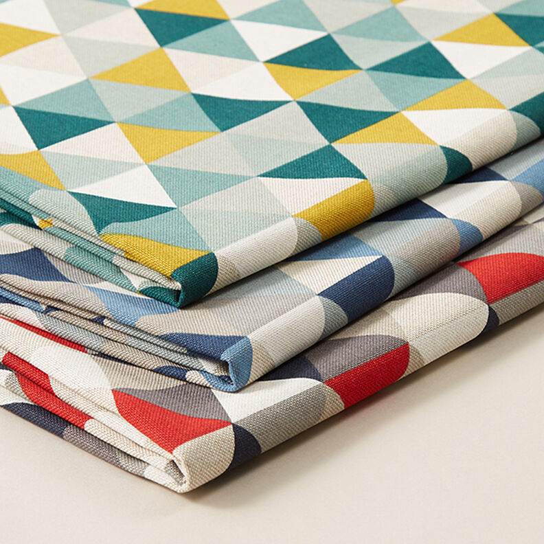 Dekorationsstof Halvpanama Trekanter – grøn,  image number 5