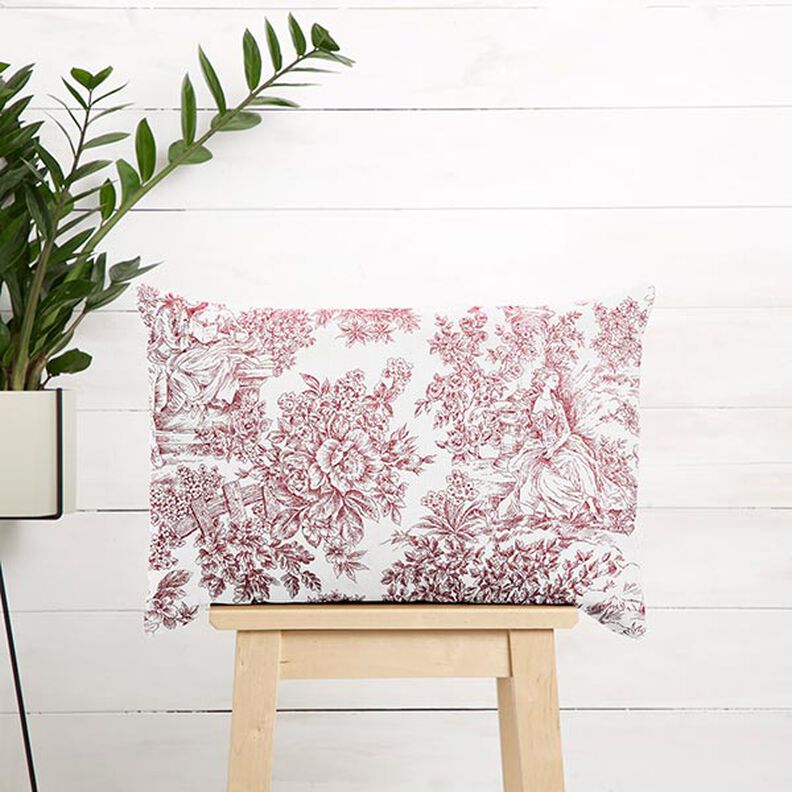 Dekorationsstof Canvas Romantik – hvid/karminrød,  image number 7