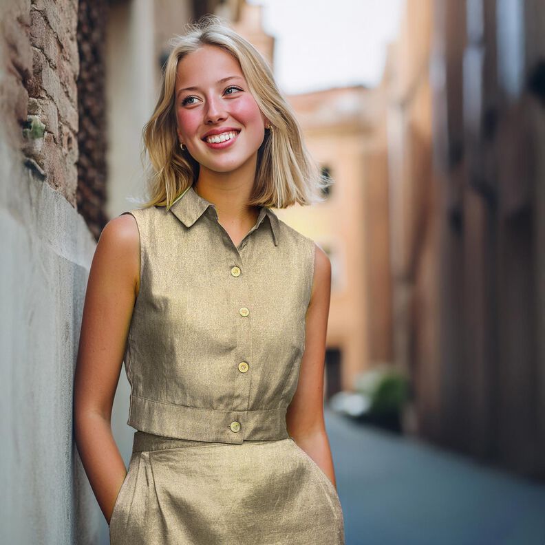 Bomuldspoplin forstærket med folie Ensfarvet – gold metallic,  image number 4